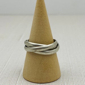 Sterling Silver Band Ring -  size 7.5 -  3 Entwined Bands - Wedding Band Style