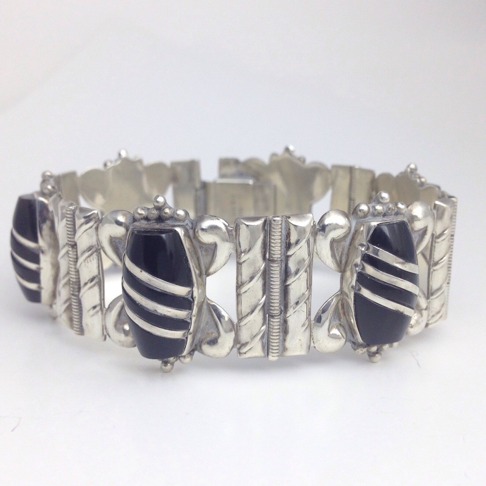 Vintage Sterling Silver Bracelet Mexico Silver Link Bracelet Etsy
