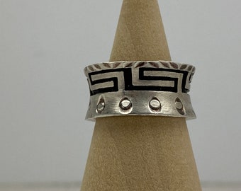 Vintage Modern Silver Band Ring - size 5.5 - Sterling Silver Mid Century