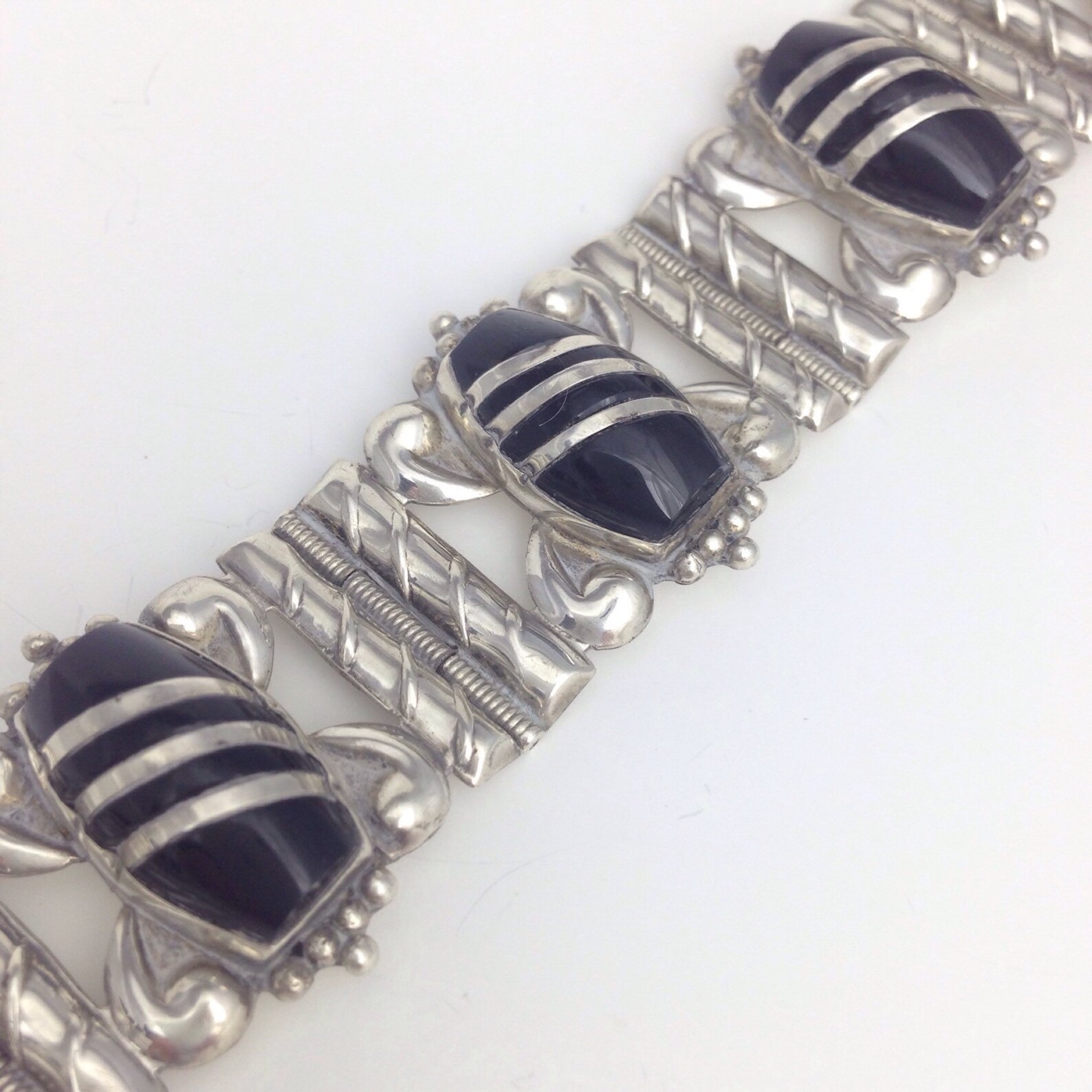 Vintage Sterling Silver Bracelet Mexico Silver Link Bracelet Etsy
