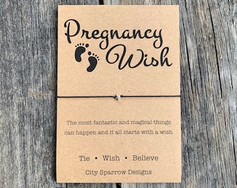 Pregnancy Wish bracelet with your choice of beads on a 1mm waxed cotton cord, tie on bracelet,keepsake card. TTC, New Mom, Mama, Infertility