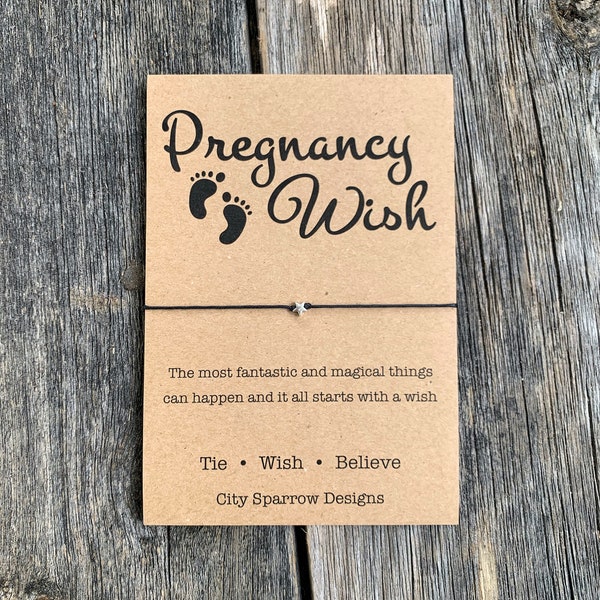 Pregnancy Wish bracelet with your choice of beads on a 1mm waxed cotton cord, tie on bracelet,keepsake card. TTC, New Mom, Mama, Infertility