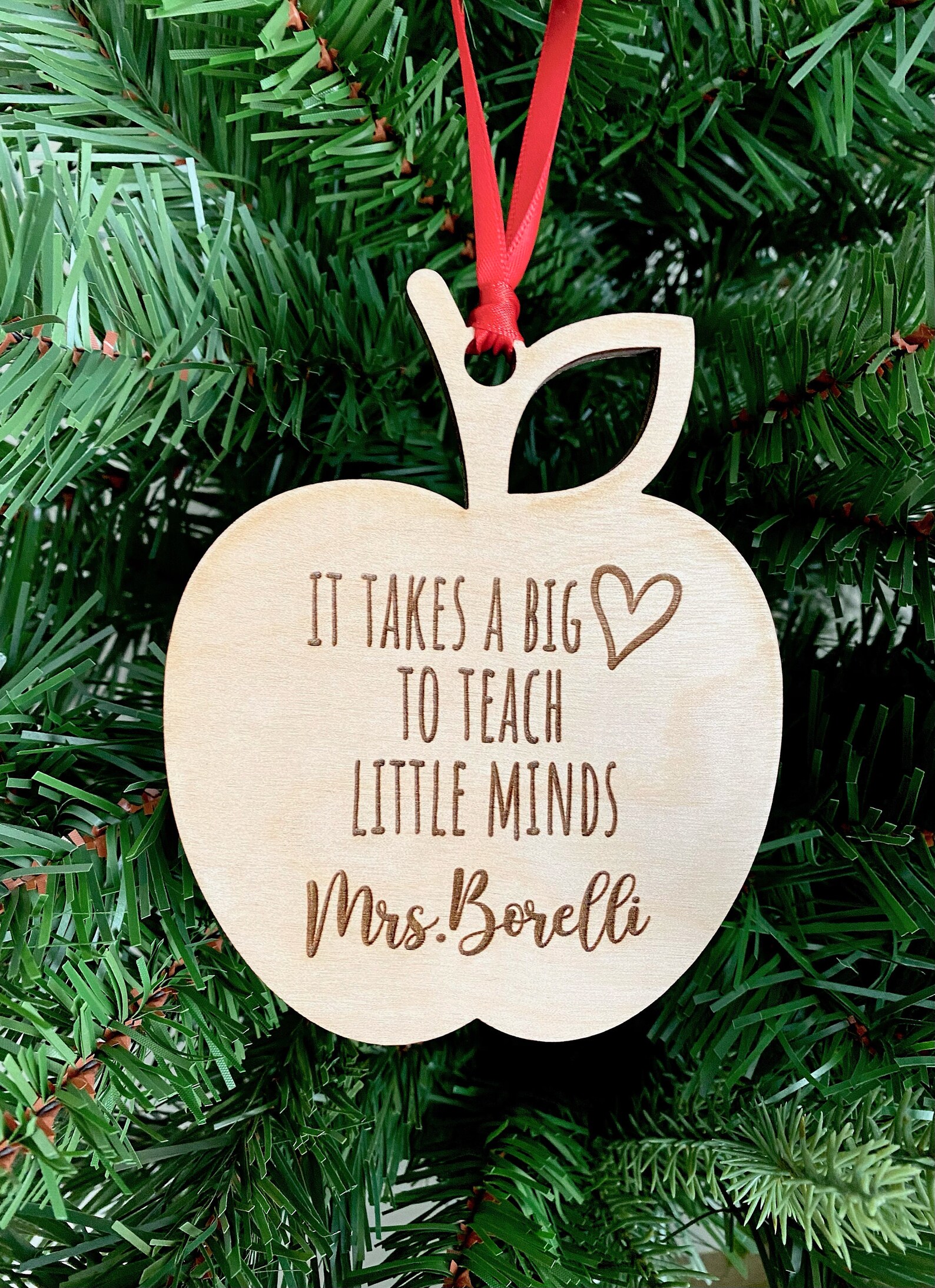 Personalized Teacher Ornament Engraved Hardwood with Attached Etsy