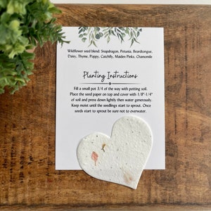 Plant in Loving Memory of, Memorial Card with plantable seed paper heart. Wildflowers, personalized, wake, funeral, remembrance, angel, seed image 3