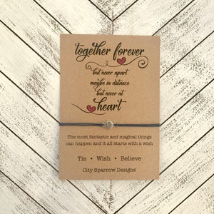 Together Forever Wish bracelet with your choice of beads on a 1mm waxed cotton cord, tie on bracelet, Friends Forever, long distance, quote image 5