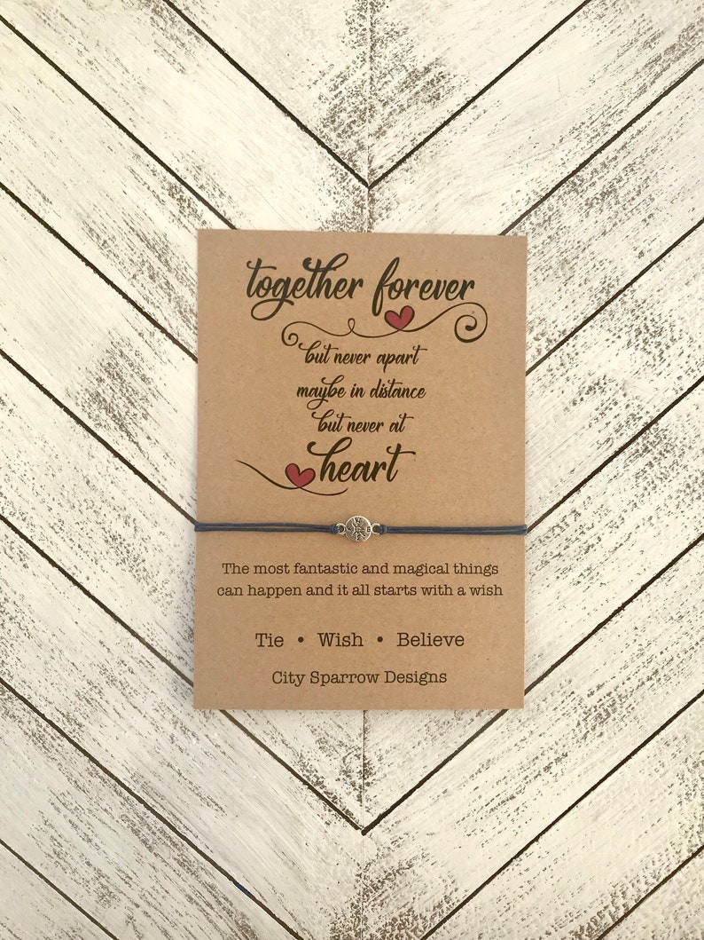 Together Forever Wish bracelet with your choice of beads on a 1mm waxed cotton cord, tie on bracelet, Friends Forever, long distance, quote image 5