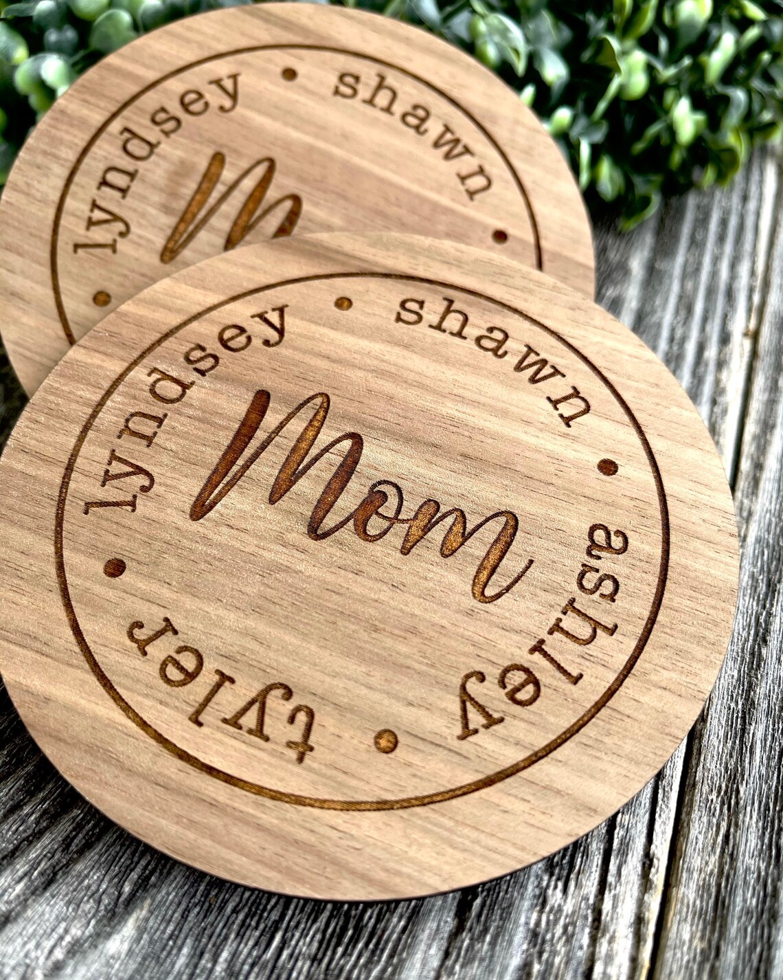 Personalized Wooden Coasters Mothers Day Gift Idea Home Etsy