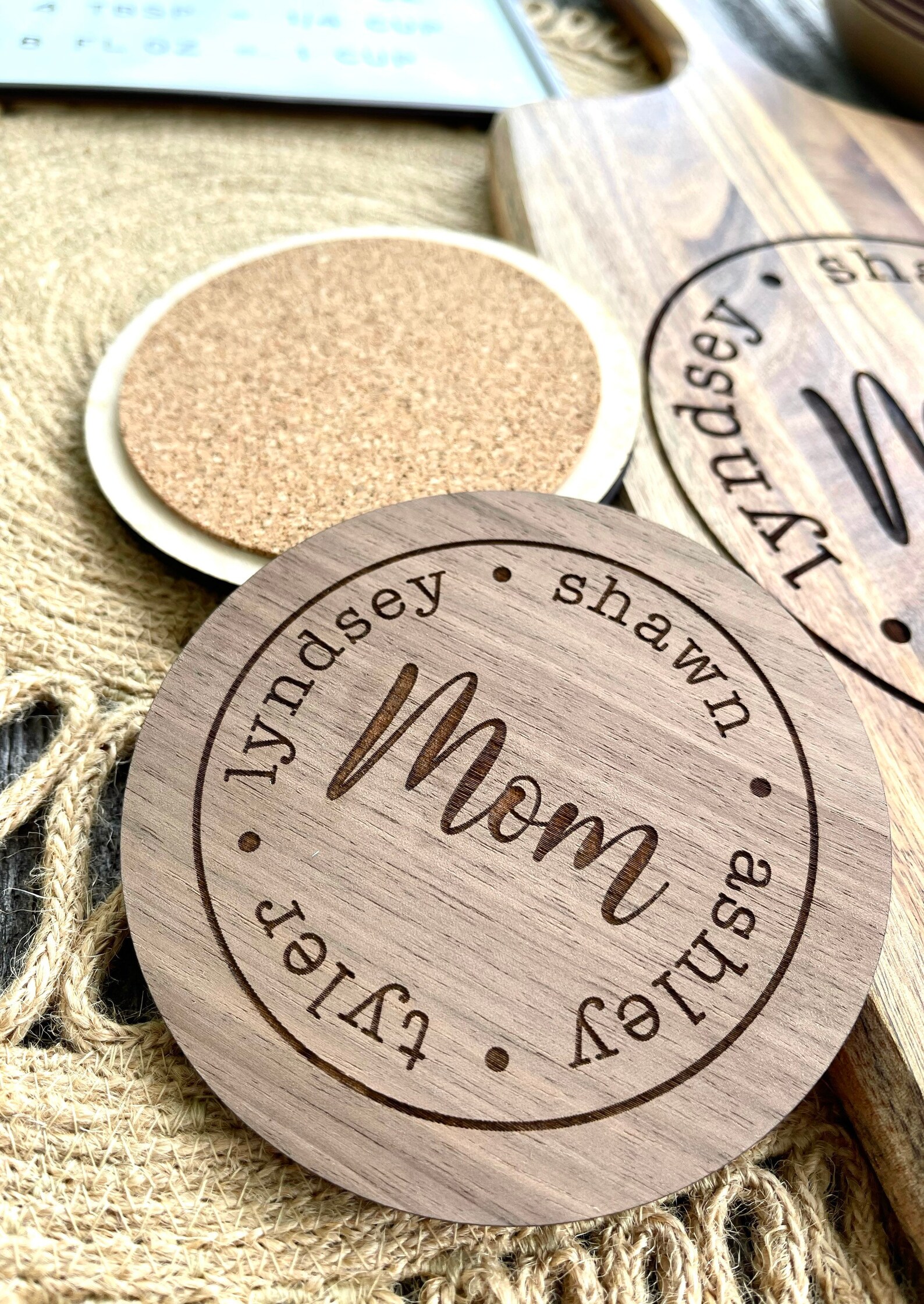 Personalized Wooden Coasters Mothers Day Gift Idea Home Etsy