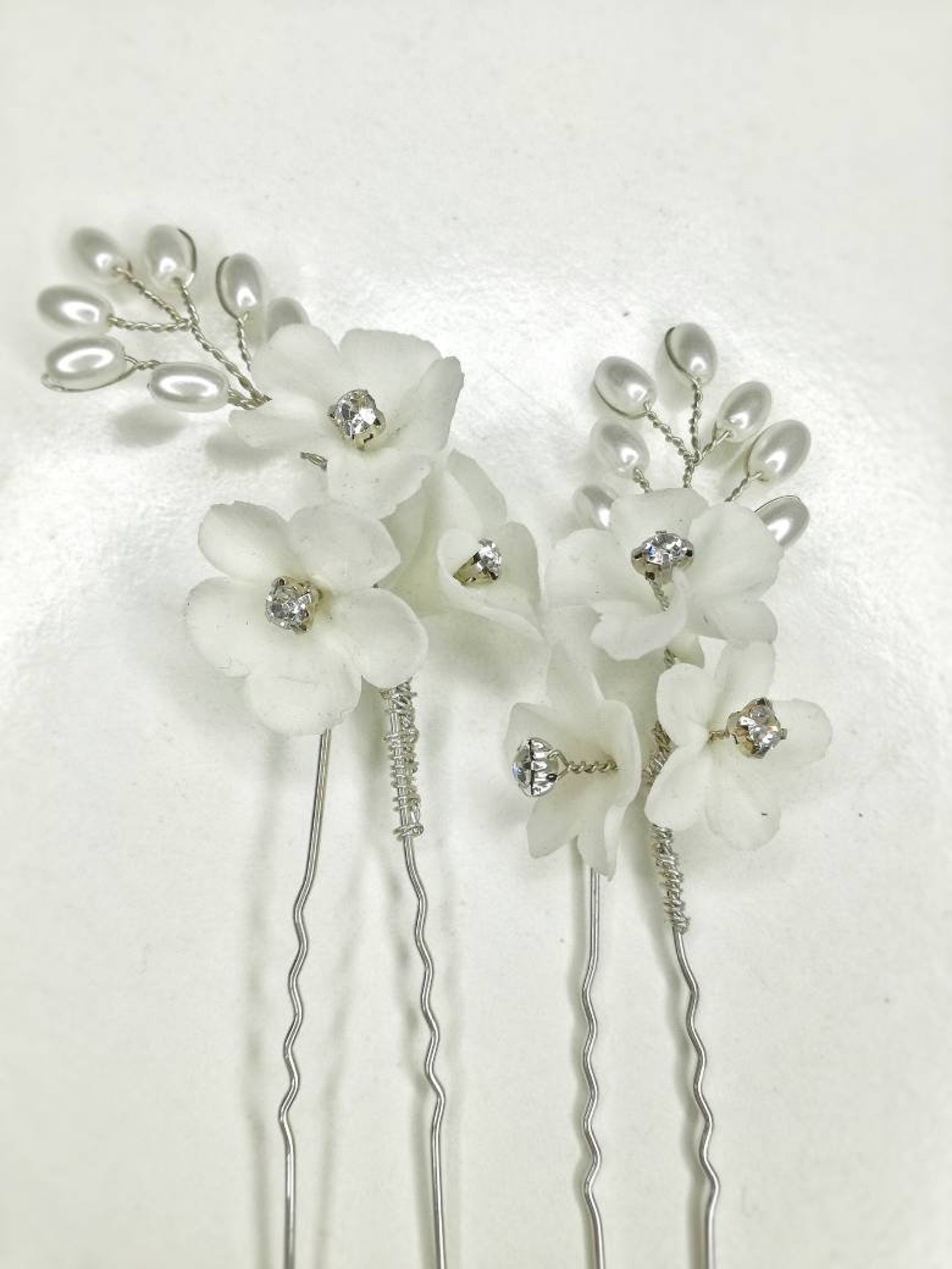 Flower Pearl Bridal Hairpin Wedding Hairpins Floral Hairpin Etsy