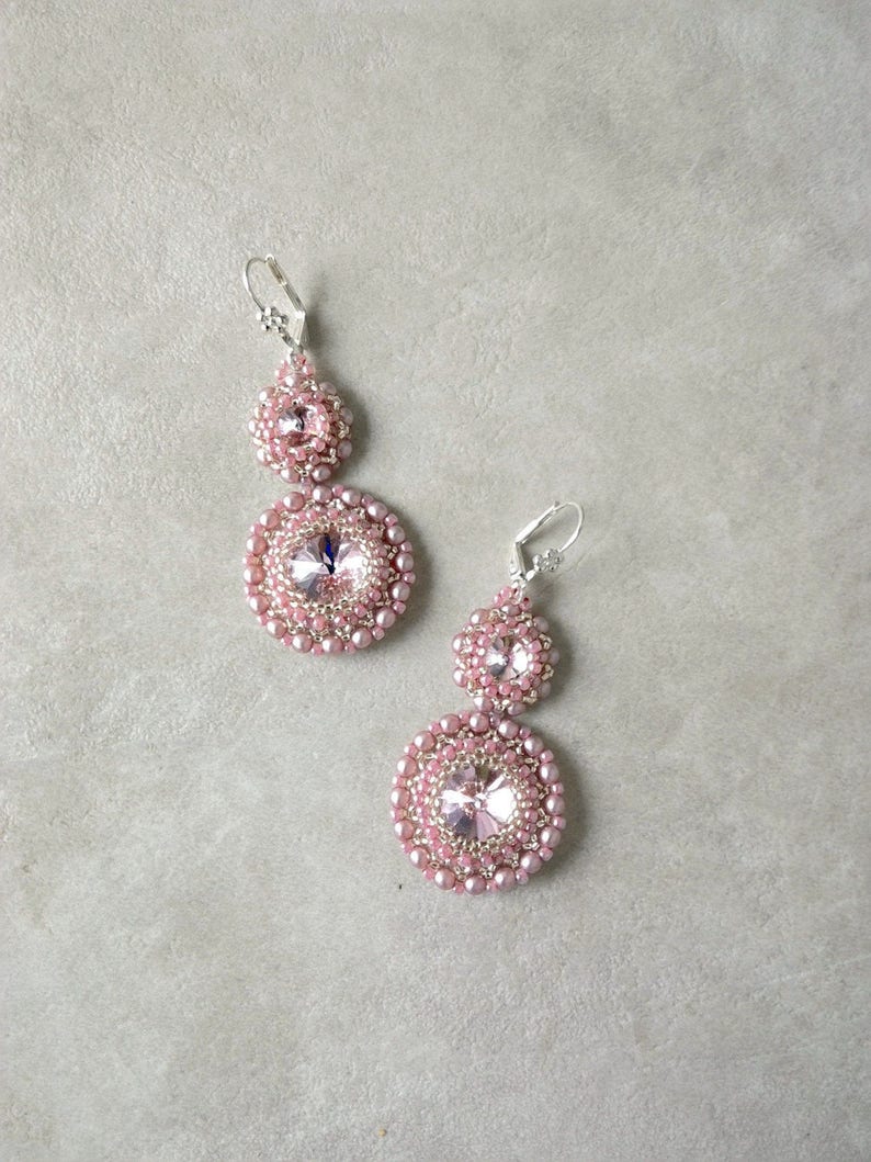 Bridal Blush Earrings Mauve Pink Wedding Earrings Blush Etsy