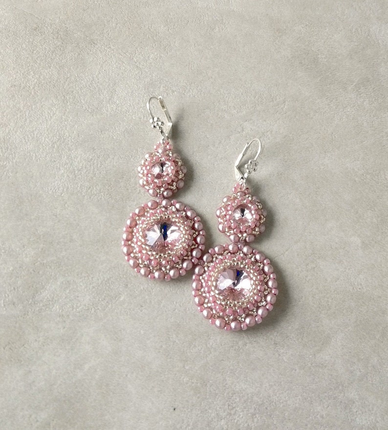 Bridal Blush Earrings Mauve Pink Wedding Earrings Blush Etsy