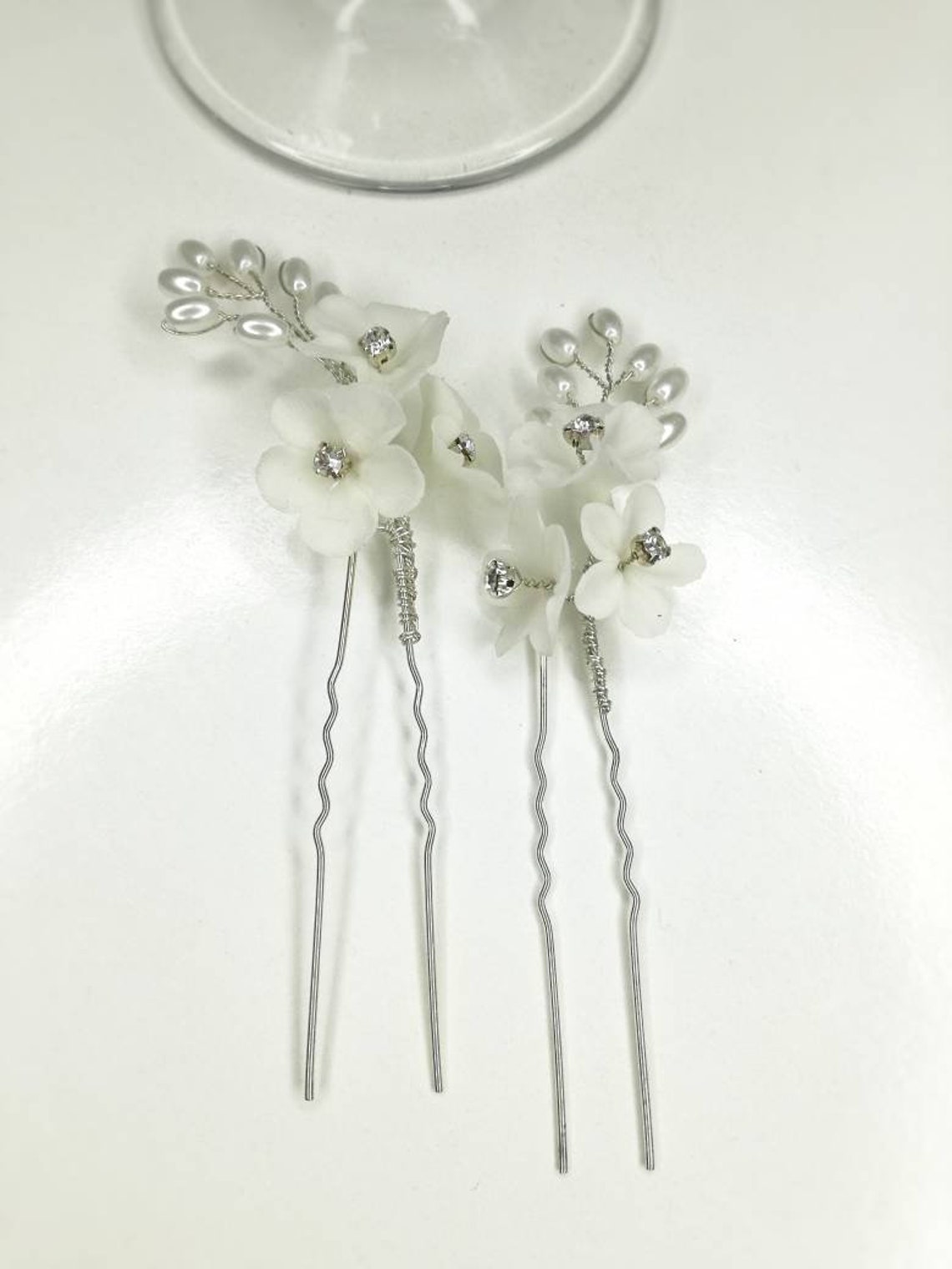 Flower Pearl Bridal Hairpin Wedding Hairpins Floral Hairpin Etsy