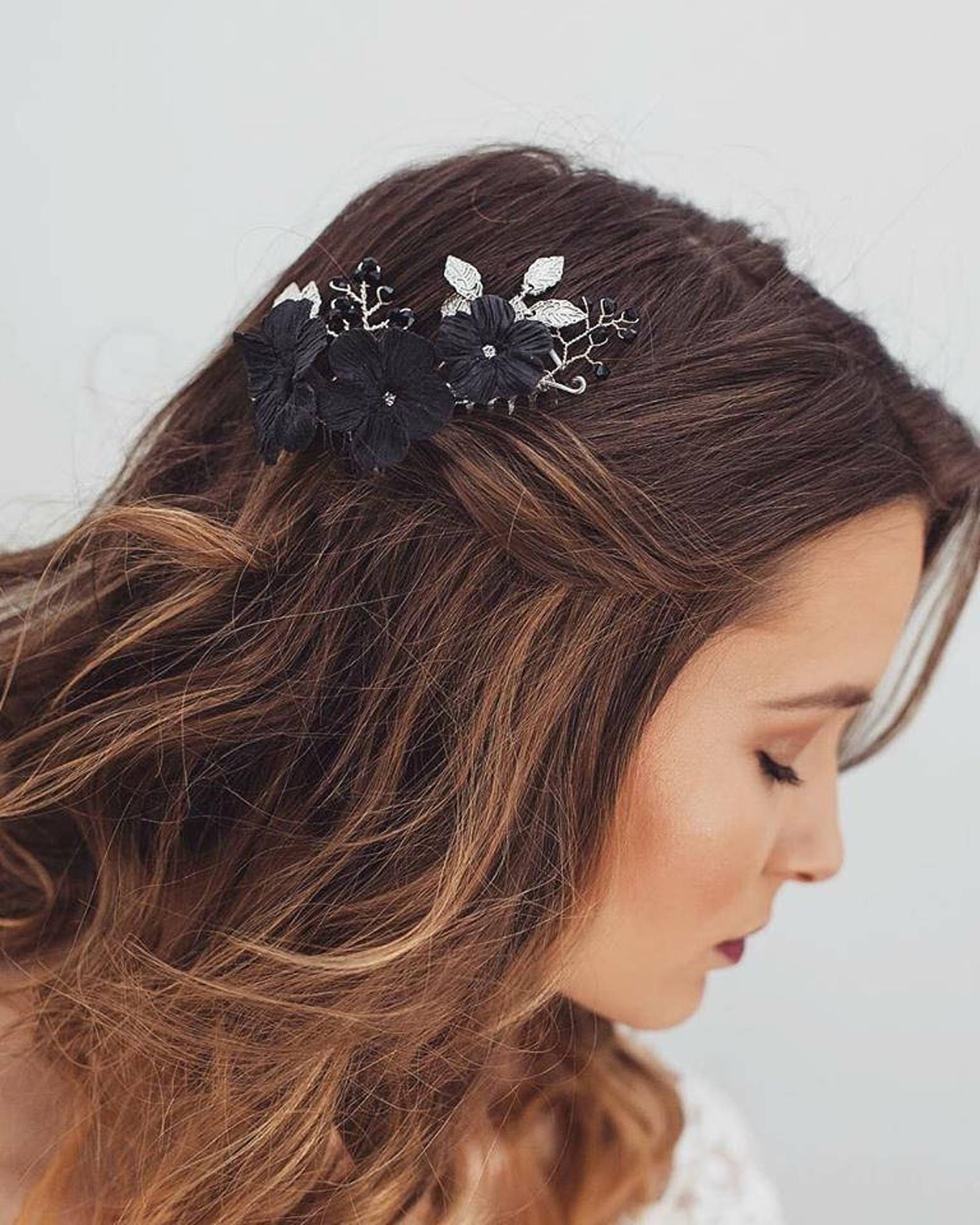 black wedding headpiece