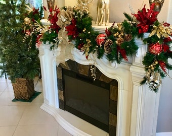 Christmas garland with lights | Etsy