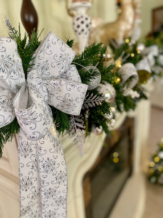 Clearance White Christmas Garland. FREE SHIPPING. Cordless Pre