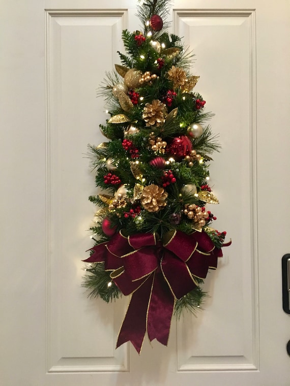 Decorazione Grande Per Albero Di Natale A Forma Di Farfalla - 60x80 Cm, Colore Bordeaux, Velluto