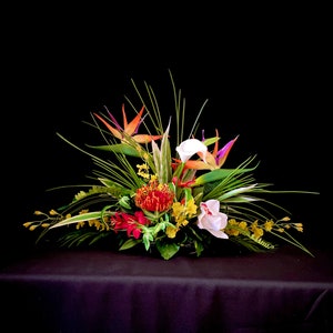 Must Have ! 30x1 3 x 13   For Dining Table. Tropical Centerpiece. Bird of Paradise, Arrangement, Artificial, Faux, Silk,