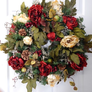 Spring Wreath, Red Peony Wreath, Free Shipping,  Valentine day Wreath, Wreath, Door Wreath, Beautiful Wreath,