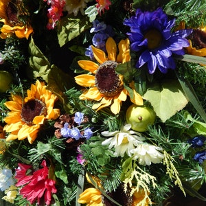 Wreath for doors, Sunflower and Wild Flower Wreath,Artificial,  Every day Wreath, Yellow Wreath,  Mothers day Wreath, Wreath for Front Door