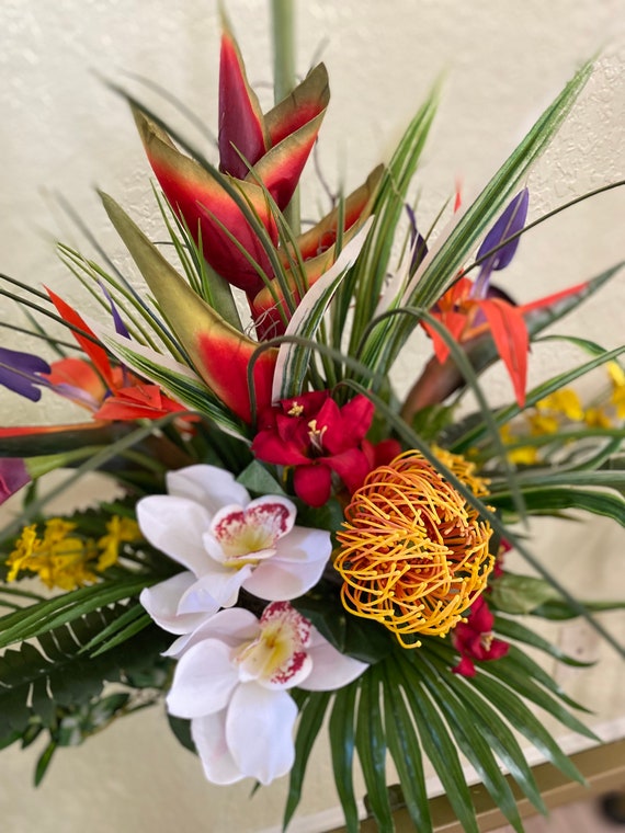 Exotic Heliconia and Bird of Paradise. Tropical Centerpiece. Artificial. 27x14 Great for Dining Table. Etsy UK
