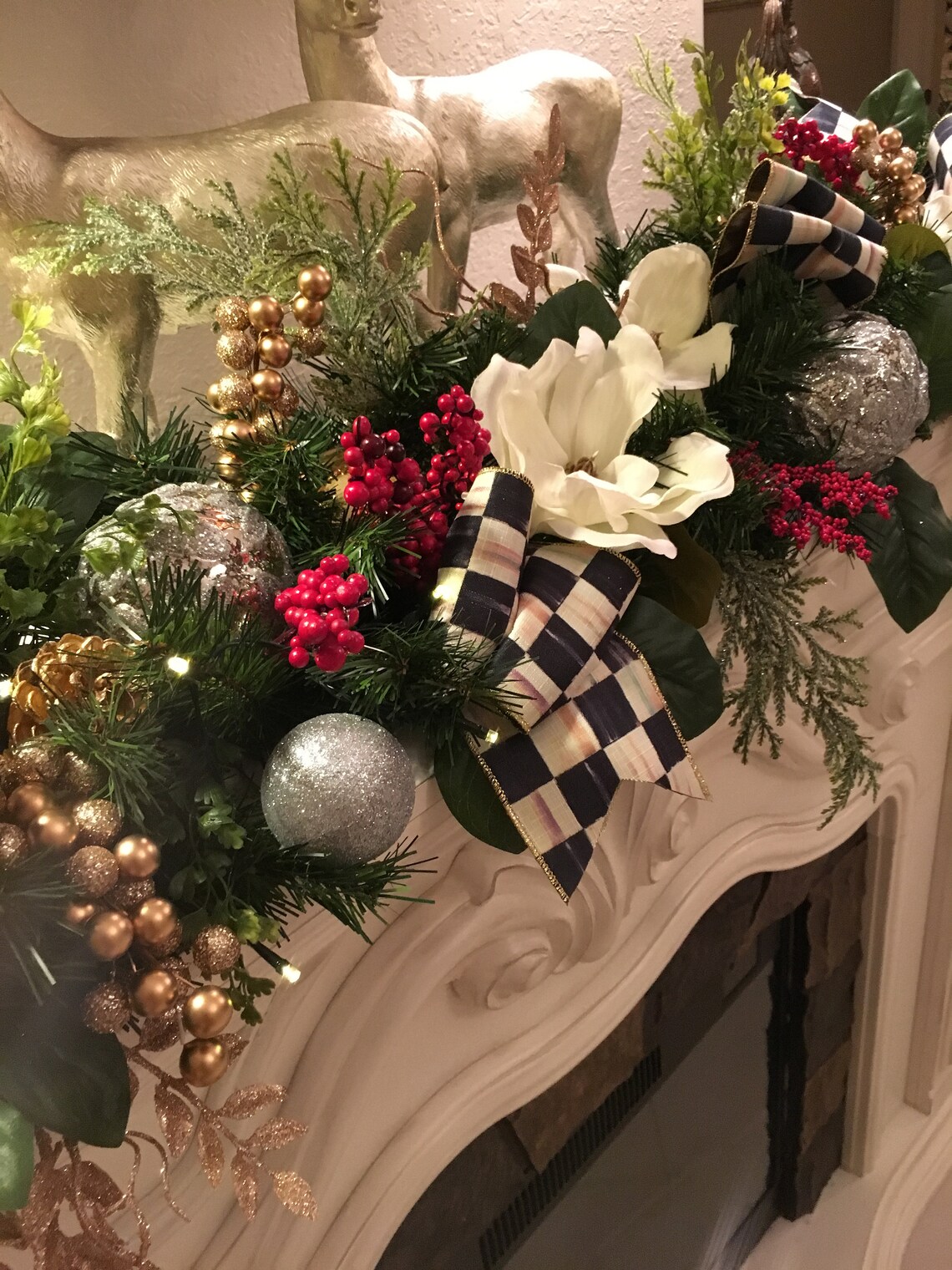 Designer Christmas Garland PreLit Cordless Timer light Etsy