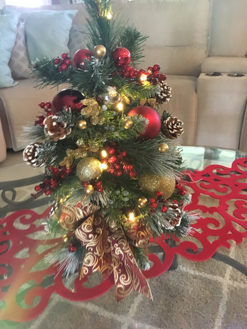 Table Christmas Tree. Christmas Topiary Tree. LED Brite Cordless Light