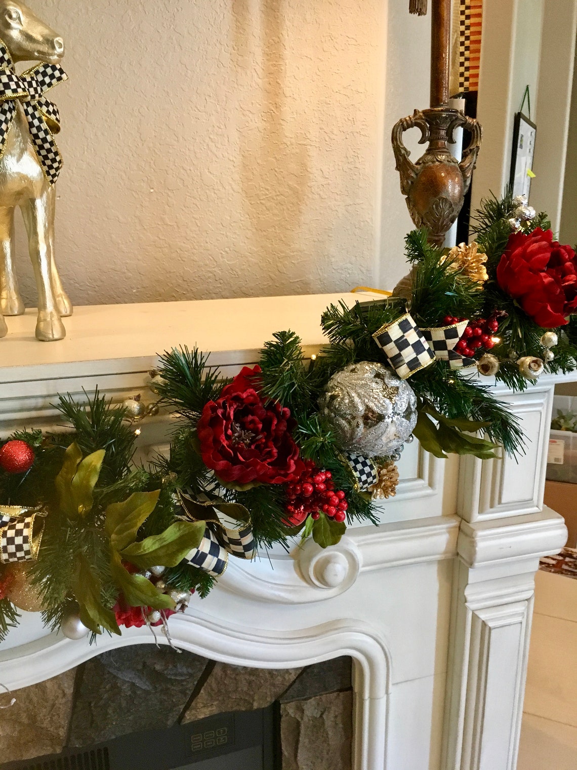 Designer Christmas Garland Pre-Lit Cordless Timer light | Etsy