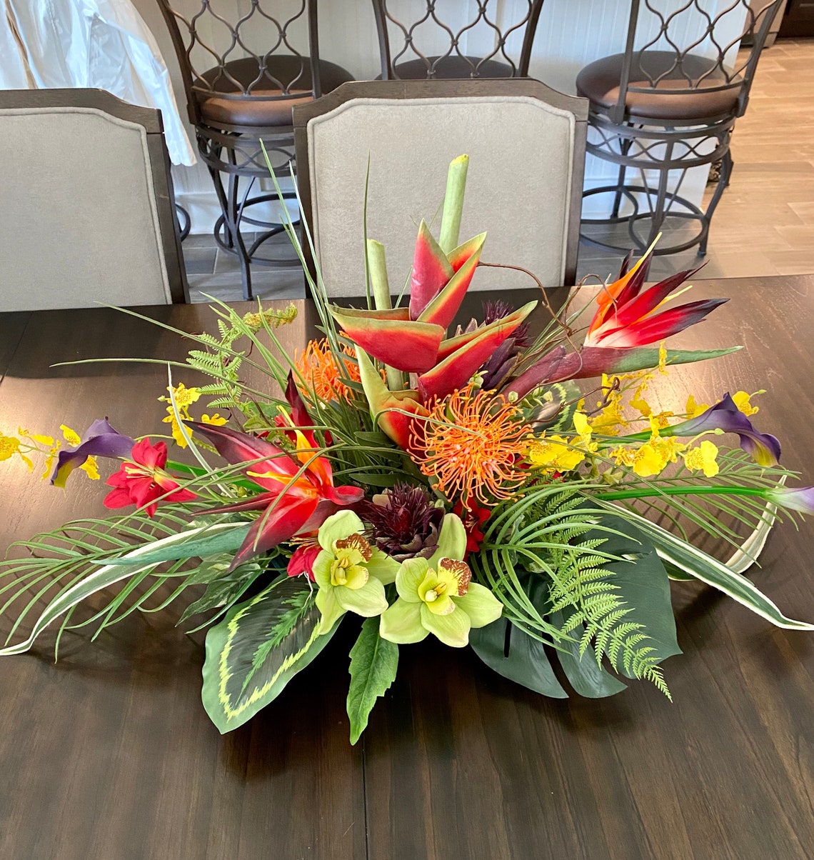 Gorgeous Tropical Centerpiece Bird Of Paradise Long And Low Etsy
