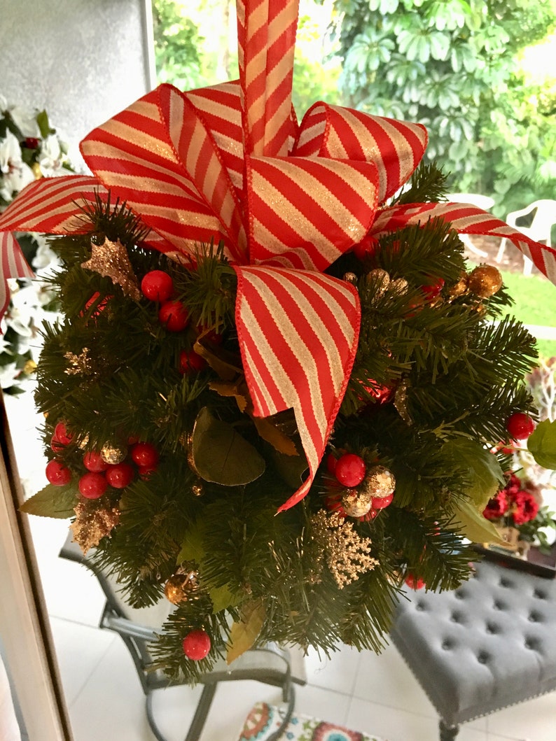 Christmas Kissing Ball. A Set of 2 Very Cute Candy Cane Ribbon Etsy