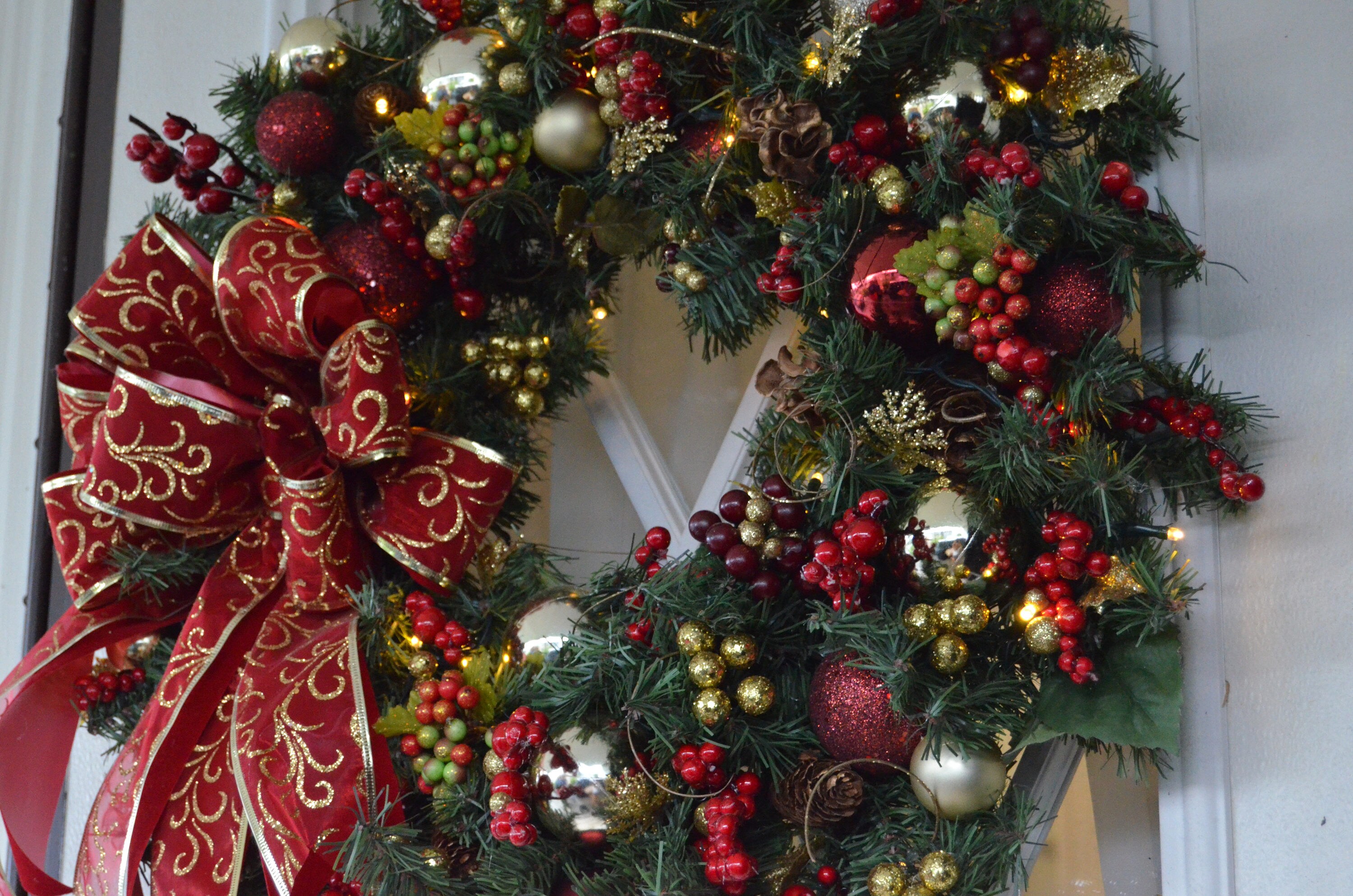 Christmas Wreath for Front Door Silk Pre-decorated Pre-lit - Etsy Australia