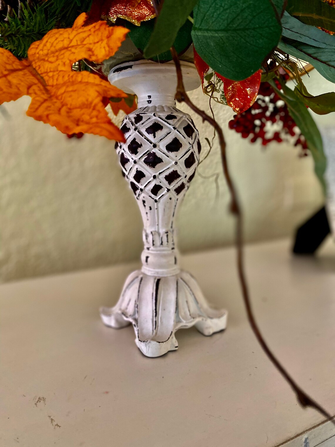 Luxurious white Pineapple Candle Holder Accent. Set of 2 . Etsy