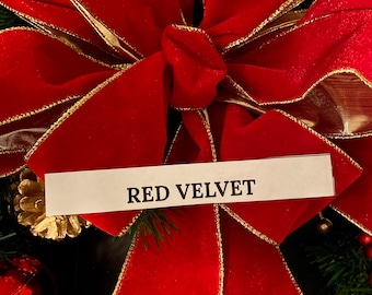 Velvet Christmas Bow, Burgundy Gold Scroll, Wire Edge Ribbon