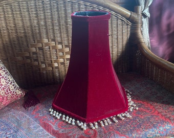 Sexy Long Neck Red Velvet Beaded Lamp Shade