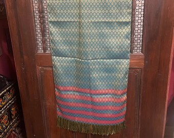 Vintage Asian Brocade Long Scarf / Wrap
