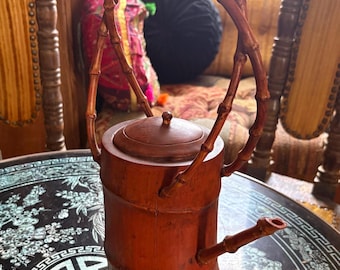 Antique Asian Bamboo Tea Water Drink Pitcher