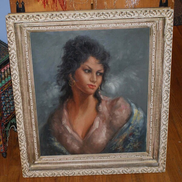 Reserved- Breathtaking 70's Era Original Oil Painting Of Italian / Roma Woman