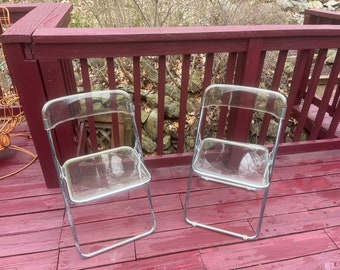 Set of Two Vintage 1960s Lucite Italian Folding Chairs