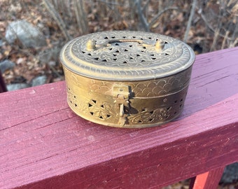 Fab Vintage Asian  Brass Incense or Cricket Container