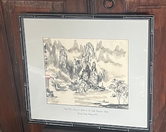 Signed Zhang Ling Hong Ink & Watercolor Asian Picture
