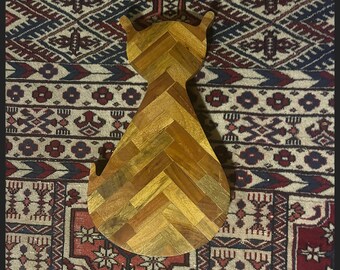 Vintage Solid Wood Handmade Kitty Cat Cutting Board