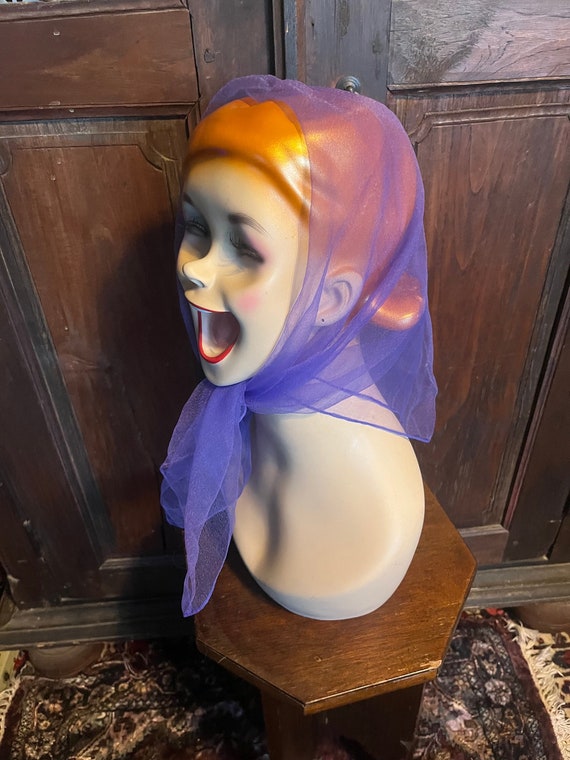 Beautiful Vintage 1940s Era Purple Sheer Head Scar