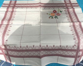 Embroidered Floral Tablecloth: Portugese Zenat Design, 28" Square