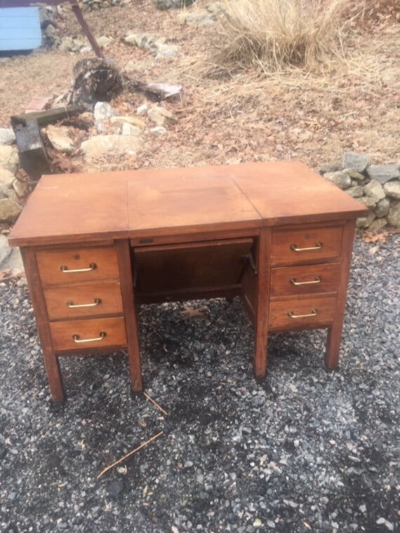 Antique Globe Wernicke Typewriter Desk Etsy