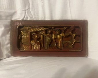 Antique Chinese Wood Carved Panel