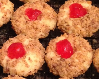 13 (1Baker's Dozen) Cherry Nut Thumbprint Cookies