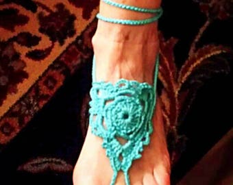 Crochet Footless Sandals: Beach Wedding Feet Jewelry