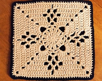 Crochet Cotton Trivet: Victorian Lattice Square Design