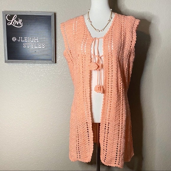 Pink Crochet Vest - Etsy