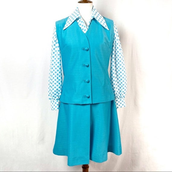 60s Burgundy Polka Dot Collared Shirt Dress