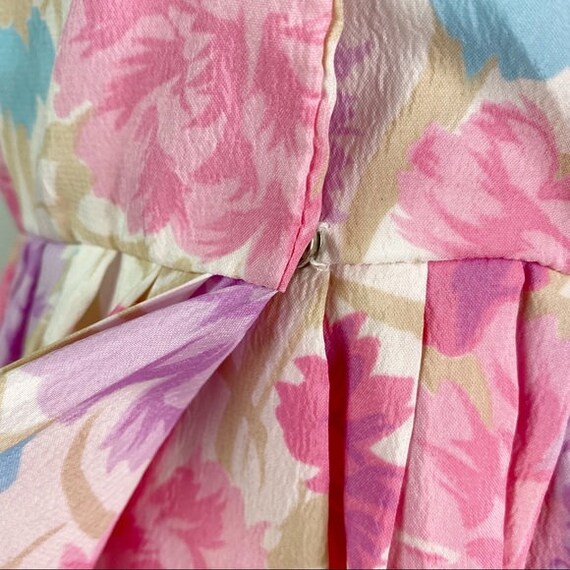 Vintage 50’s Pink Floral Print Fit N Flare Dress … - image 4